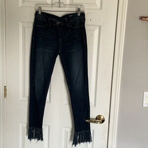 BlankNYC Dark Blue Frayed Hem Women Jeans